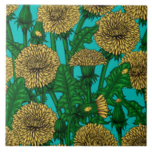 Carreau Pissenlits sur turquoise