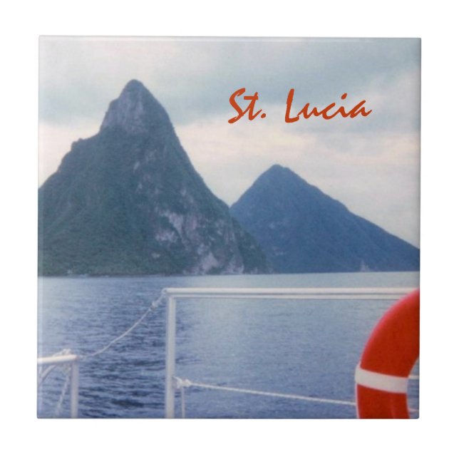 Carreau Pitons du St Lucia de la tuile de mer (Devant)