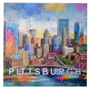 Carreau Pittsburgh Abstrait Skyline Art moderne Cityscape