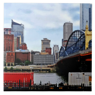 Carreau Pittsburgh PA - Train par le pont Smithfield St