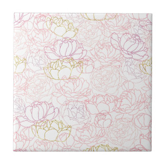 Carreau Pivoines touche d'or