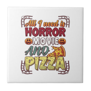 Carreau Pizza Film d'Horreur Halloween Citrouille Crâne Tr