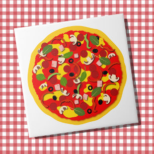 Carreau Pizzeria Pepperoni Pizza coloré