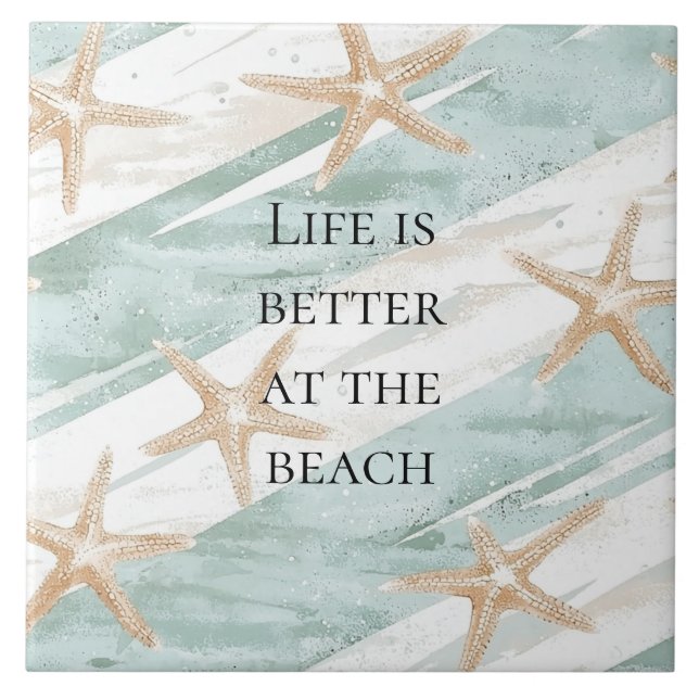 Carreau Plage Aqua Mint Starfish Stripes Mariage (Devant)
