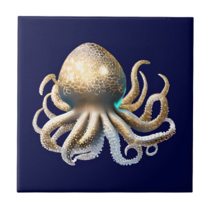 Carreau Plage chic glam or bleu octopi cephalopod