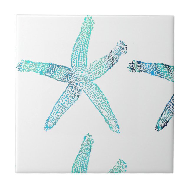 Carreau Plage côtière de Starfish Turquoise Bleu Blanc Nau (Devant)