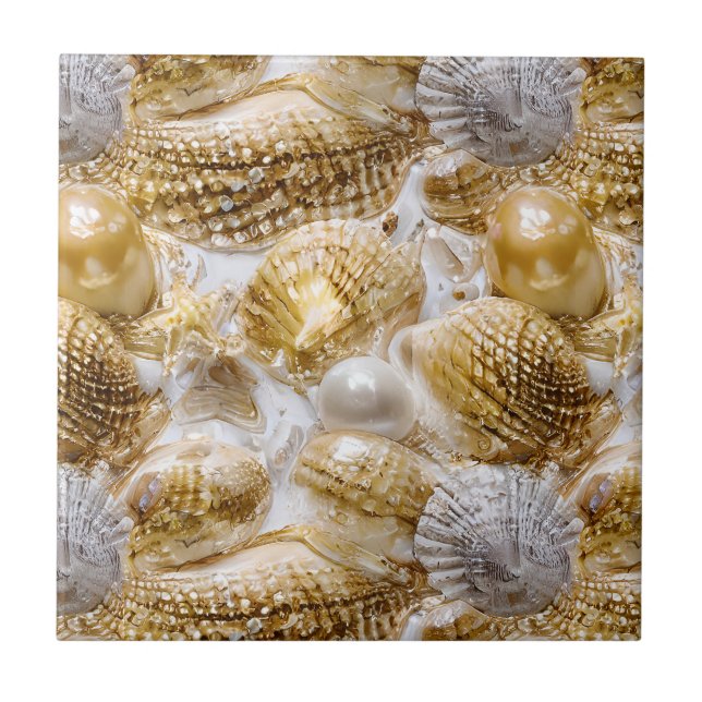 Carreau Plage de perle de coquillages sable doré nautique  (Devant)