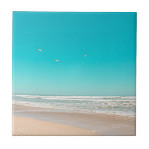 Carreau Plage de sable fin Pastel Ocean Sky Flying Seaguls