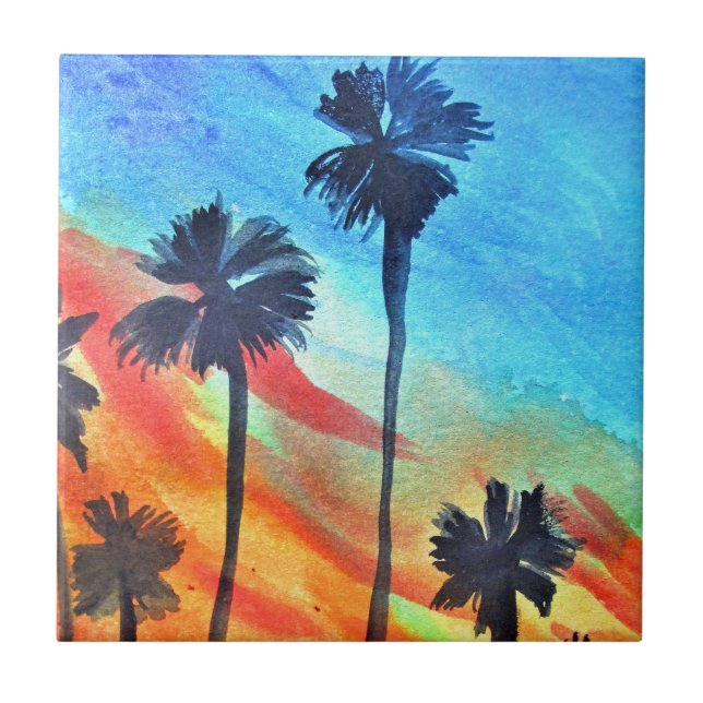 Carreau Plage de Sunset Palm trees Art surf (Devant)