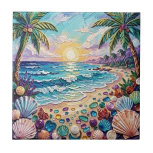 Carreau Plage d'Impasto et Verre de Mer Coucher de Soleil