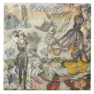 Carreau Plage du poulpe Antique Steampunk côtier