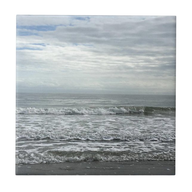 Carreau Plage Ocean Water Sky Blue White Grey Cute Coastèr (Devant)