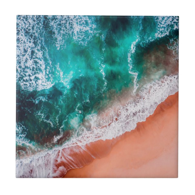 Carreau Plage océanique bleu Monogramme mer côtière (Devant)