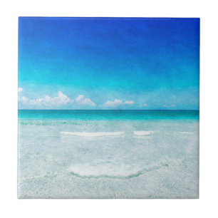 Carreau Plage tropicale à Turquoise Aqua Turquoise Bleu Fl