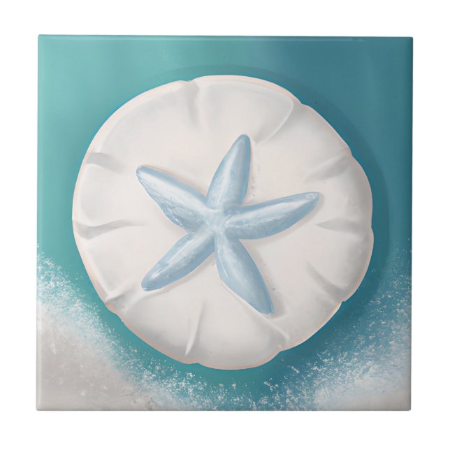 Carreau Plage turquoise de Starfish et de sable Dollar (Devant)