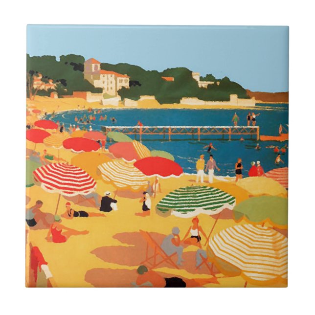 Carreau Plage vintage Côte d'Azur (Devant)