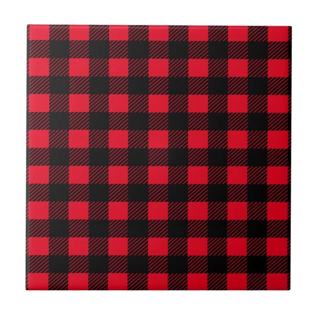 Carreau Plaid de Buffalo rouge et noir (Devant)