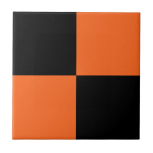 Carreau Plaid de contrôle du bison orange et noir