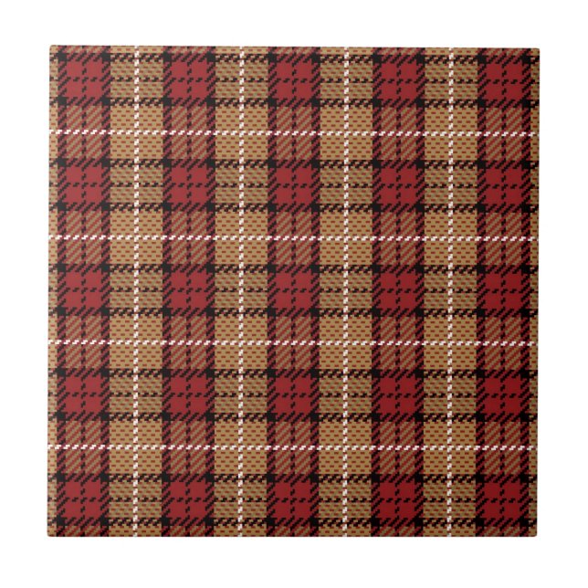 Carreau Plaid de pixel en rouge et or (Devant)