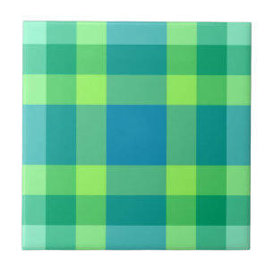 Carreau Plaid Moderne Du Milieu Du Siècle, Jade Green & Tu