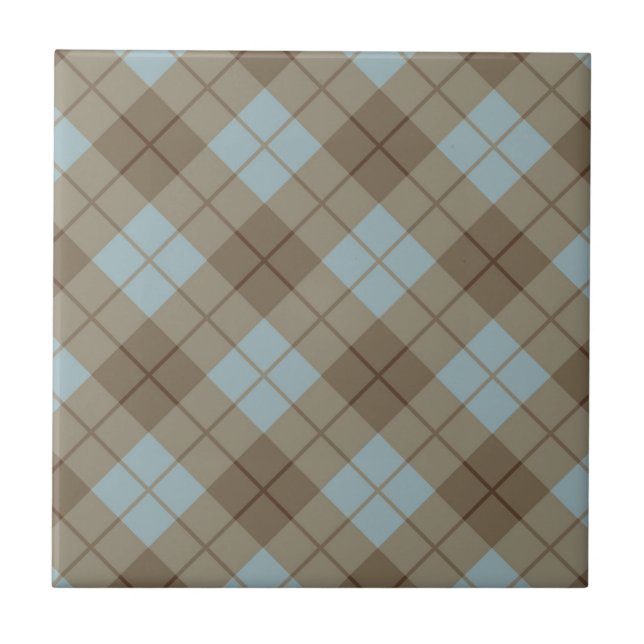 Carreau Plaid polarisé dans le bleu et le brun (Devant)