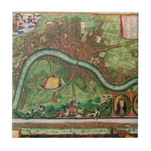 Carreau Plan antique des rues de Londres par Johannes de R