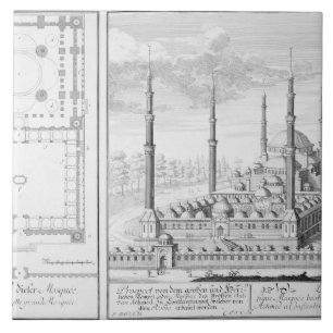 Carreau Plan et vue de la mosquée bleue (1609-16), établis