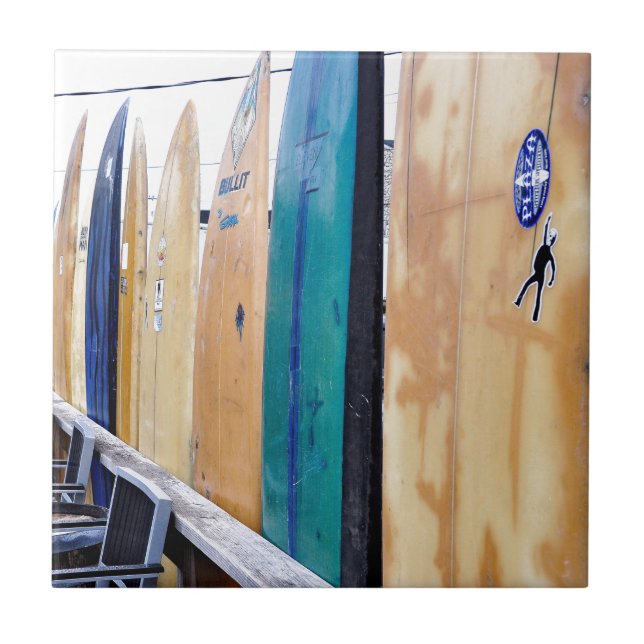 Carreau Planches de surf vintages sur la plage de Montauk (Devant)