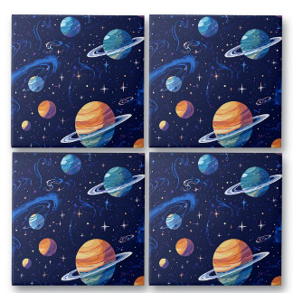 Carreau Planètes et étoiles spatiales Galaxy Motif