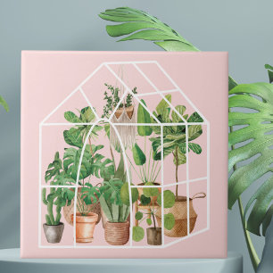 Carreau Plante de maison tropicale mignonne aquarelle sur 