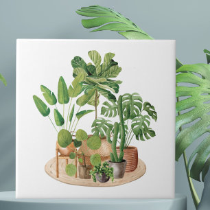 Carreau Plantes d'intérieur à l'aquarelle