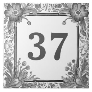 Carreau Plaque d'affichage Gris & Blanc Floral Custom Hous