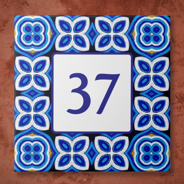 Carreau Plaque de coordonnées de la Maison Blanche et Bleu (Créateur téléchargé)