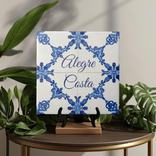 Carreau Plaque de nom de maison personnalisée Azulejo Bleu