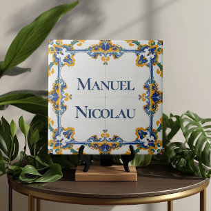 Carreau Plaque de nom personnalisée Azulejo colorée
