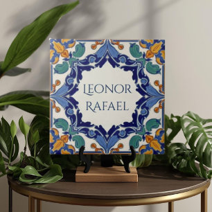 Carreau Plaque de nom personnalisée colorée Azulejo
