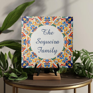 Carreau Plaque de nom personnalisée colorée Azulejo