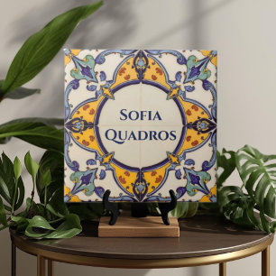 Carreau Plaque de nom personnalisée colorée Azulejo