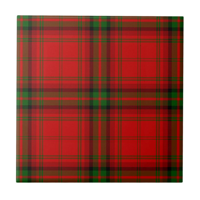 Carreau Plaque rouge vert tartan MacDougall (Devant)