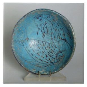 Carreau Plat décoré des poissons (faience)