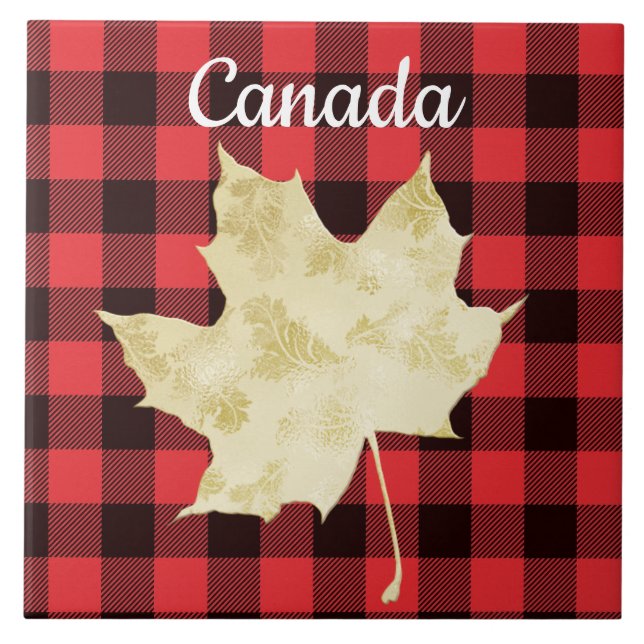 Carreau Plat rouge feuille d'érable du Canada (Devant)