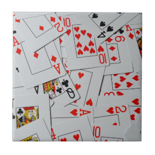 Carreau Plateau De Motif De Cartes De Jeu Éparpillées,