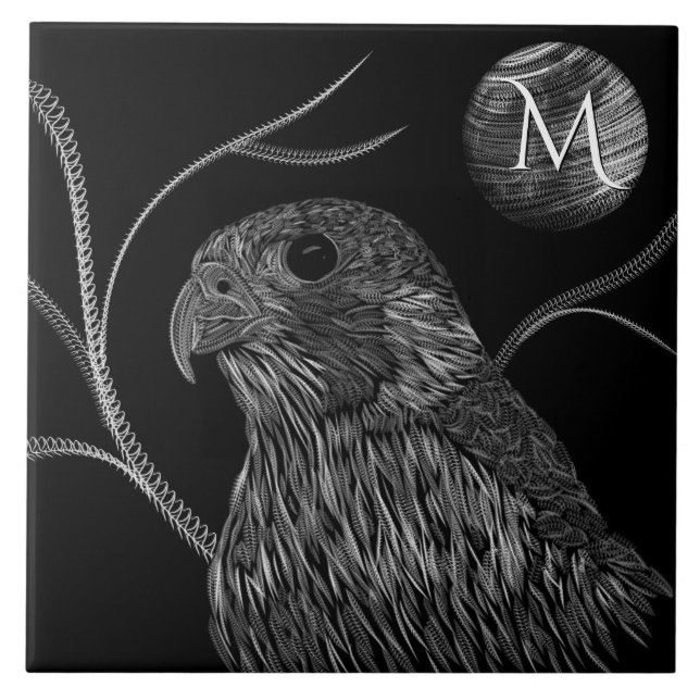 Carreau Pleine lune de faucon Monogramme noir (Devant)