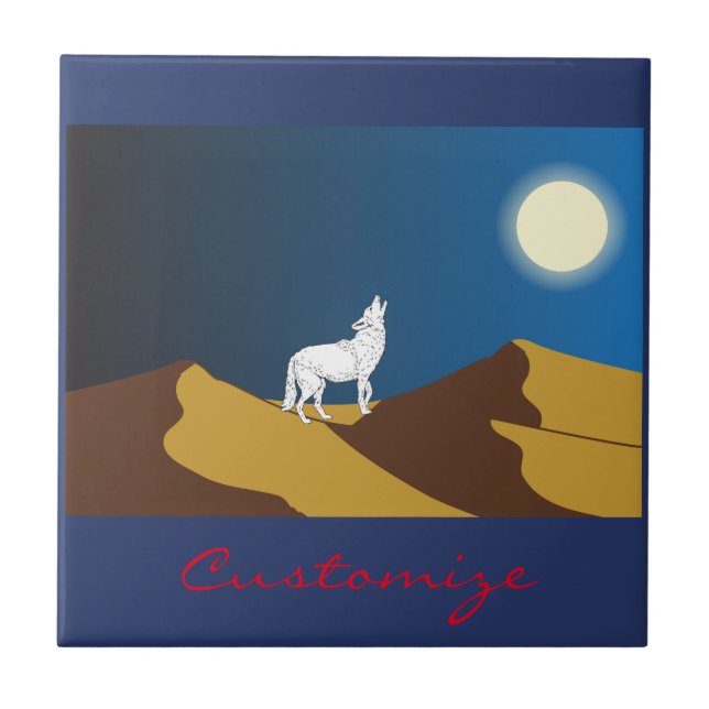 Carreau Pleine lune du désert Coyote Howling Thunder_Cove (Devant)