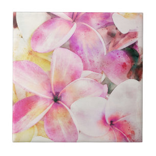 Carreau Plumeria hawaïenne Tropical Floral