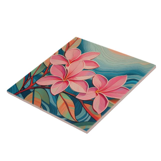 Carreau Plumeria tropicale (Côté)