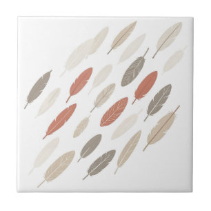 Carreau Plumes Bohème Rouille Taupe Motif Diagonal