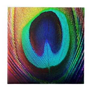 Carreau Plumes de paon vibrantes