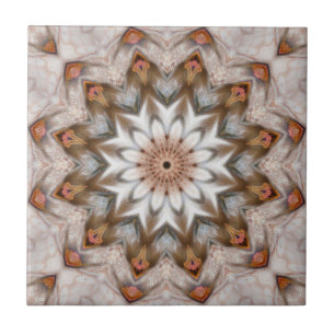 Carreau Plumes d'oiseaux Kaleidoscope Mandala Motif Carrel