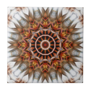 Carreau Plumes d'oiseaux rayonnantes Kaleidoscope Mandala 
